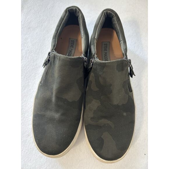 Steve Madden Camo Slip-On Sneakers Womens 8M Claauuar Zip Detail Casual Flats - Picture 3 of 6